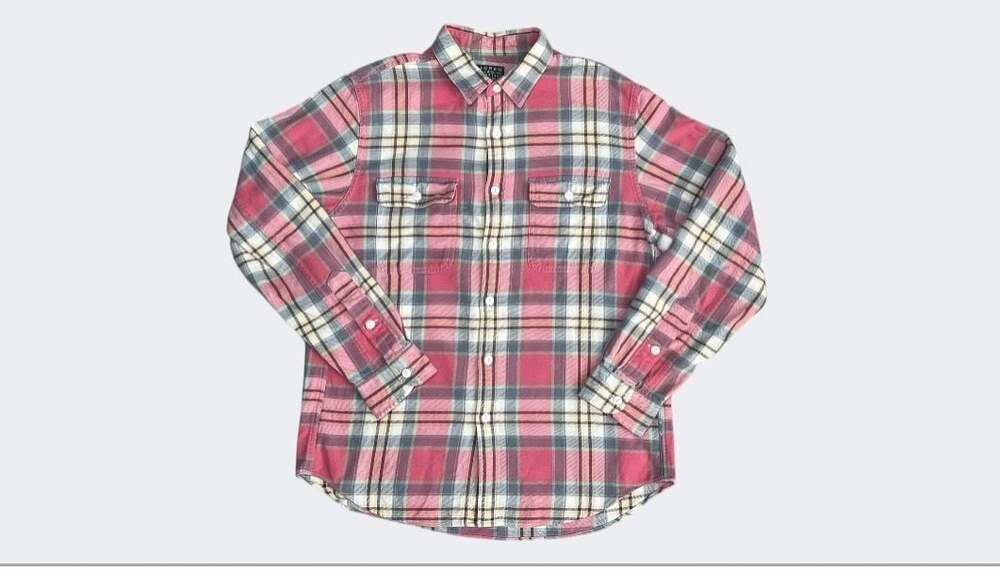 J.Crew Trade And Company Sporting Goods Men's Plaid Flannel Button Down Shirt Si
